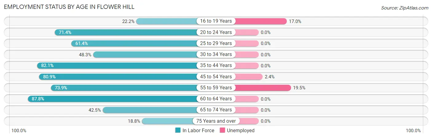 Employment Status by Age in Flower Hill