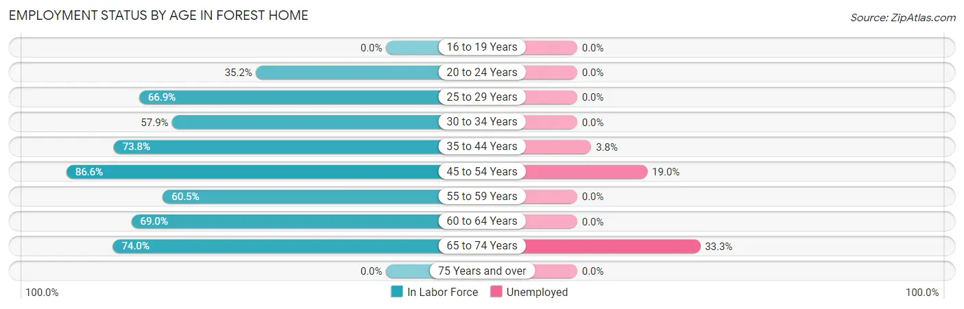 Employment Status by Age in Forest Home