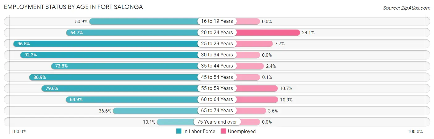 Employment Status by Age in Fort Salonga