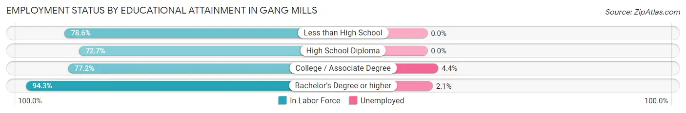 Employment Status by Educational Attainment in Gang Mills