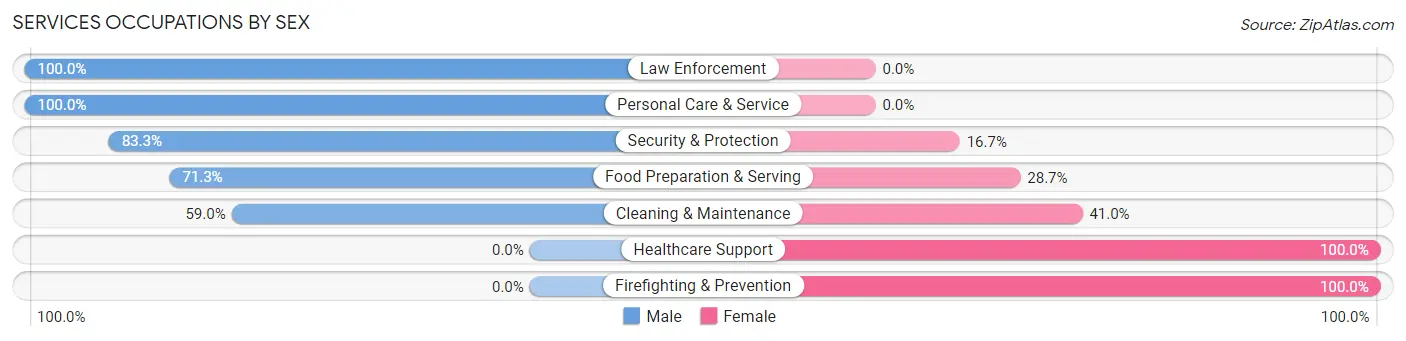 Services Occupations by Sex in Gang Mills