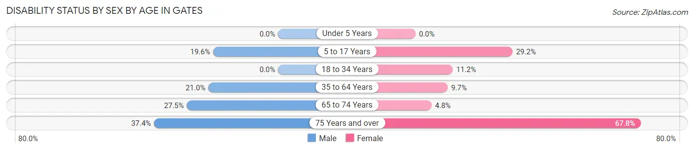 Disability Status by Sex by Age in Gates