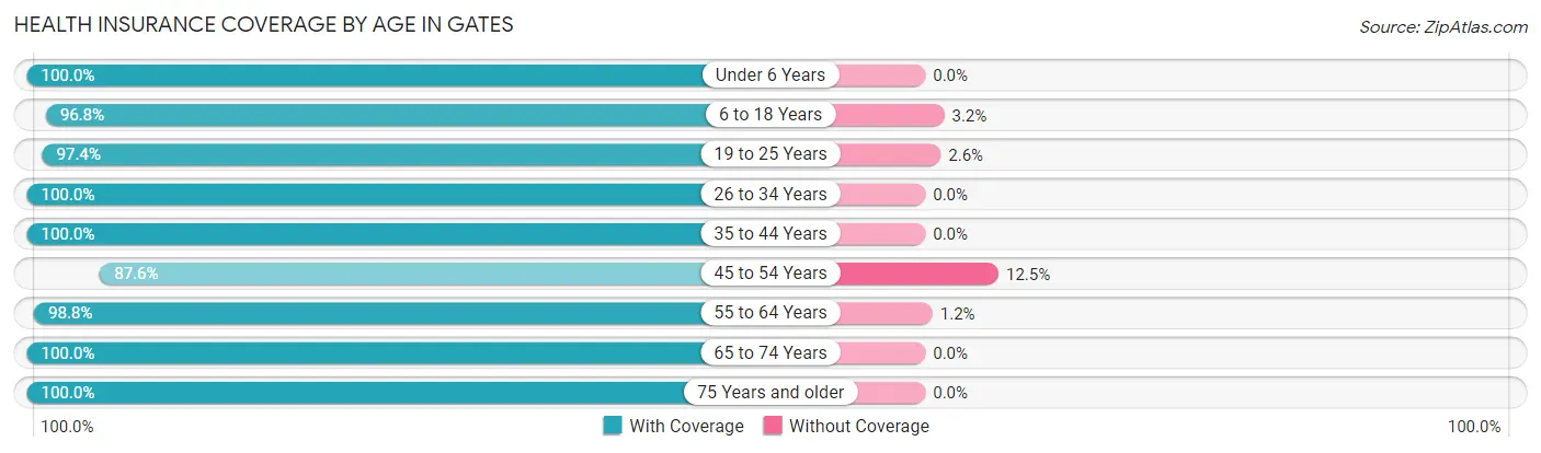 Health Insurance Coverage by Age in Gates