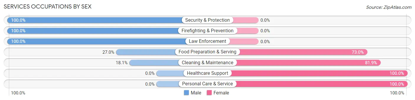 Services Occupations by Sex in Glen Head