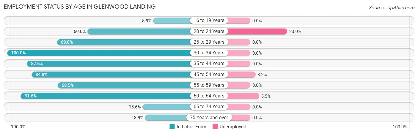 Employment Status by Age in Glenwood Landing