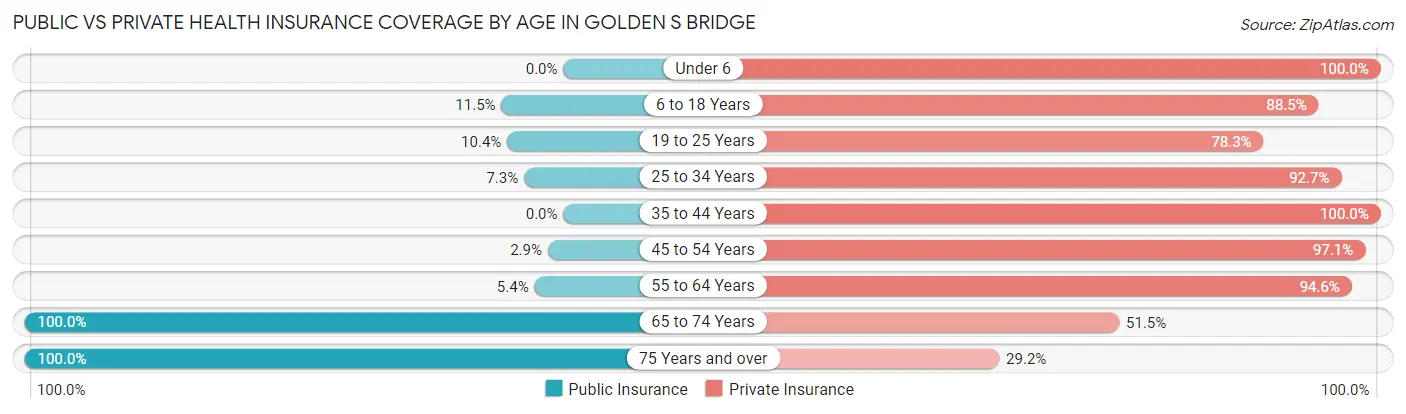Public vs Private Health Insurance Coverage by Age in Golden s Bridge