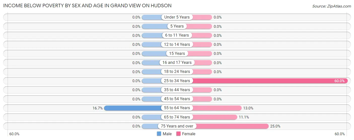 Income Below Poverty by Sex and Age in Grand View on Hudson