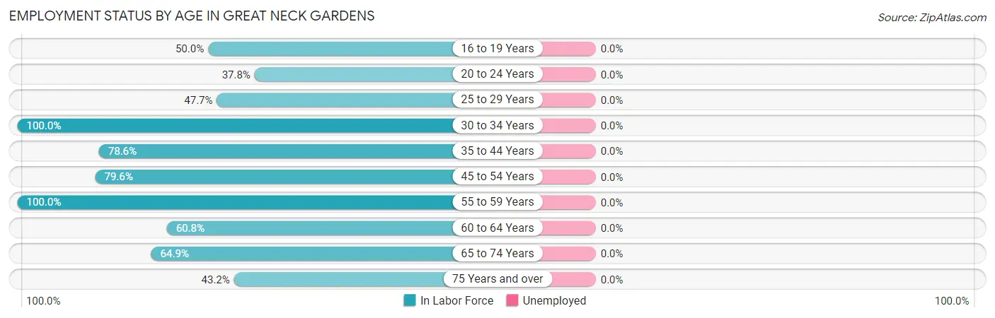 Employment Status by Age in Great Neck Gardens