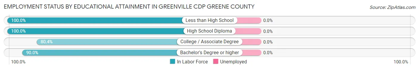 Employment Status by Educational Attainment in Greenville CDP Greene County