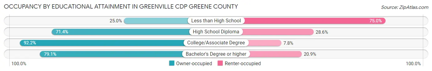 Occupancy by Educational Attainment in Greenville CDP Greene County