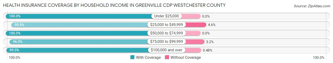 Health Insurance Coverage by Household Income in Greenville CDP Westchester County