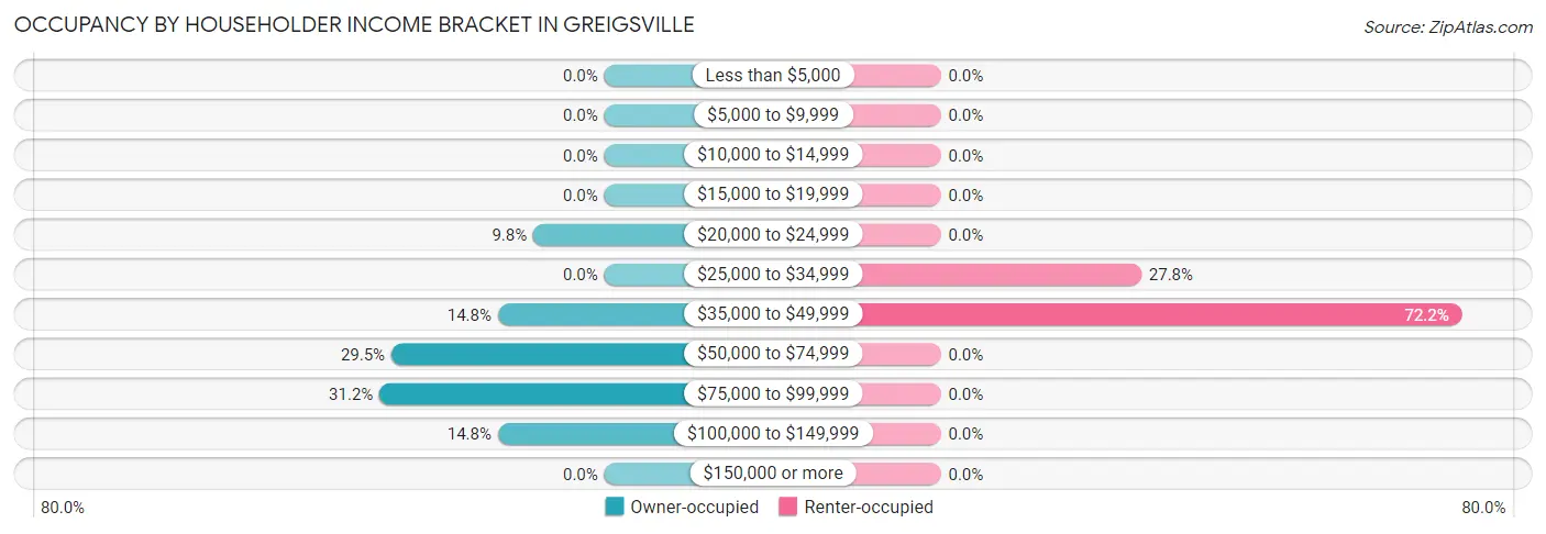 Occupancy by Householder Income Bracket in Greigsville