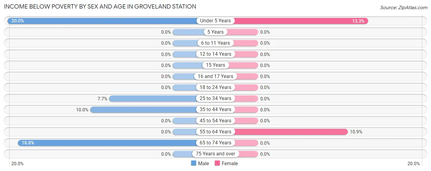 Income Below Poverty by Sex and Age in Groveland Station