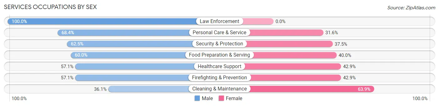 Services Occupations by Sex in Hagaman
