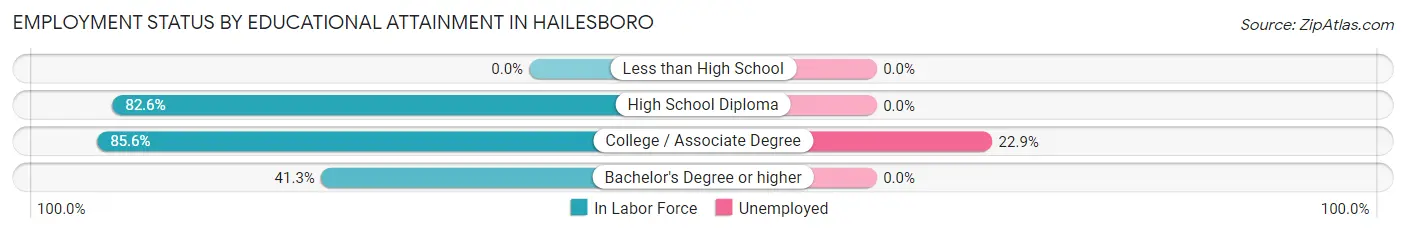 Employment Status by Educational Attainment in Hailesboro