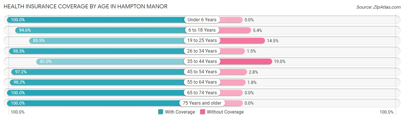 Health Insurance Coverage by Age in Hampton Manor