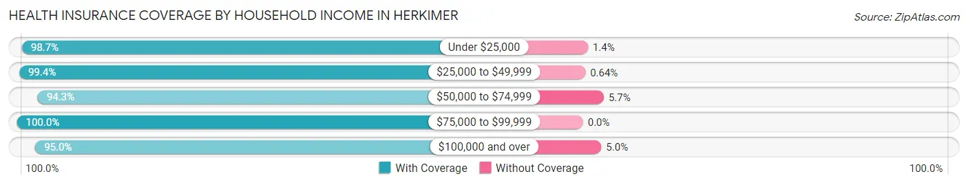 Health Insurance Coverage by Household Income in Herkimer