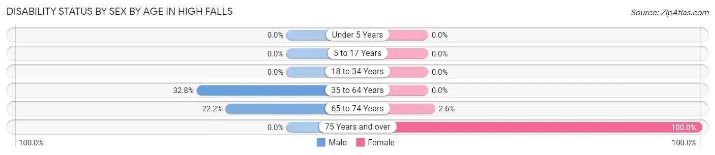 Disability Status by Sex by Age in High Falls