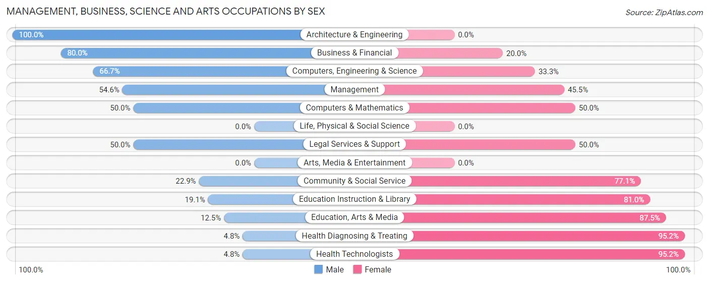 Management, Business, Science and Arts Occupations by Sex in Holland Patent