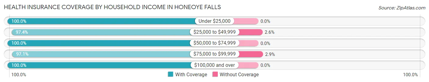 Health Insurance Coverage by Household Income in Honeoye Falls