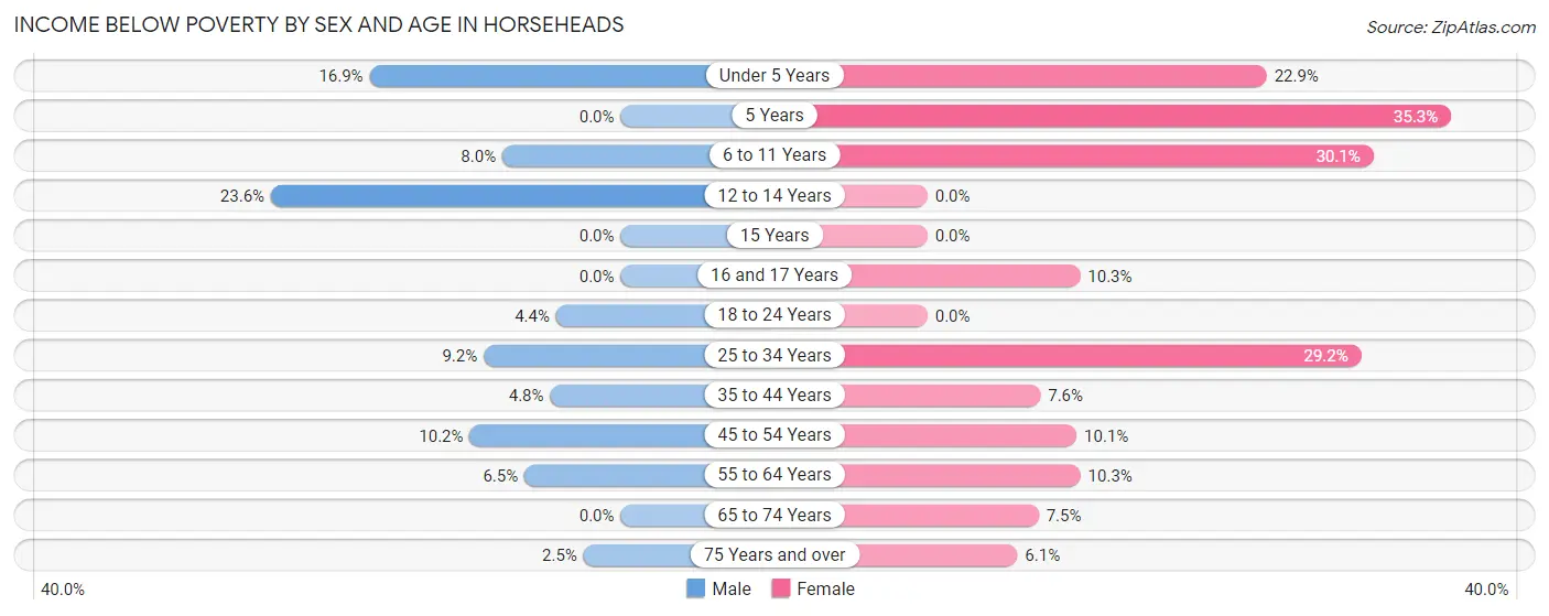 Income Below Poverty by Sex and Age in Horseheads