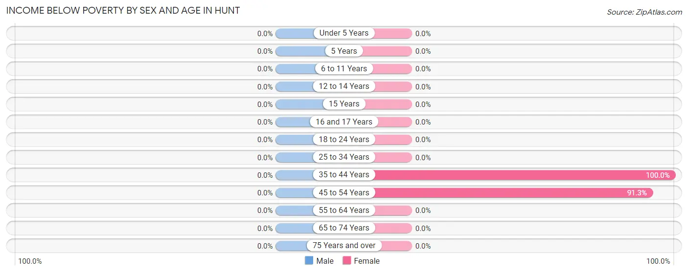 Income Below Poverty by Sex and Age in Hunt