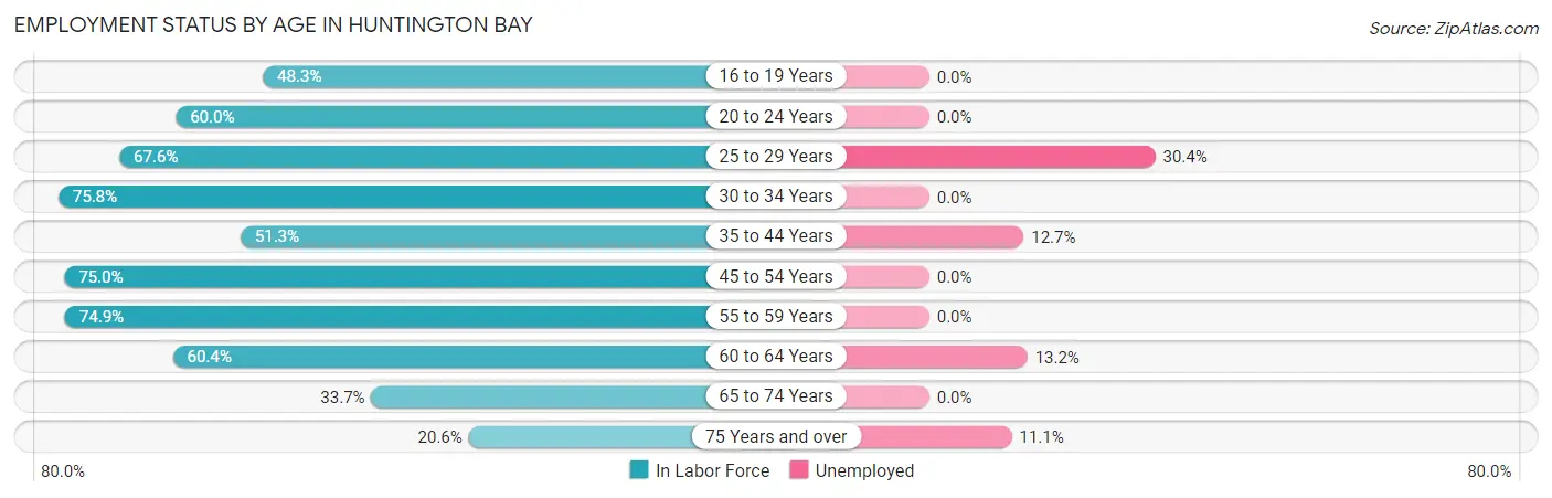 Employment Status by Age in Huntington Bay