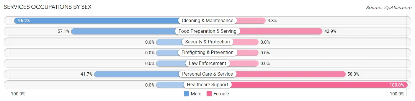 Services Occupations by Sex in Interlaken