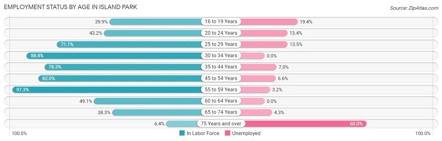 Employment Status by Age in Island Park