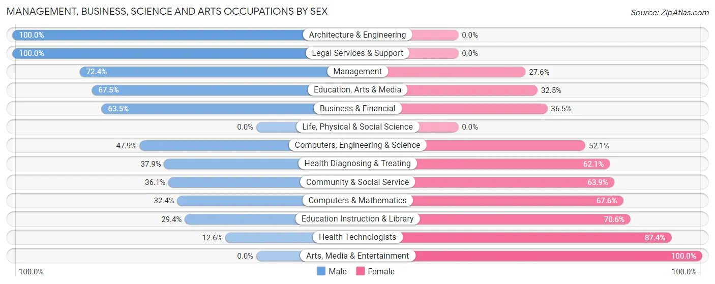 Management, Business, Science and Arts Occupations by Sex in Island Park