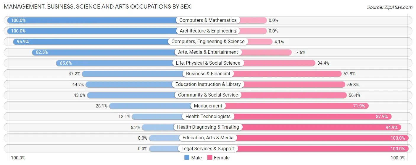 Management, Business, Science and Arts Occupations by Sex in Islip Terrace