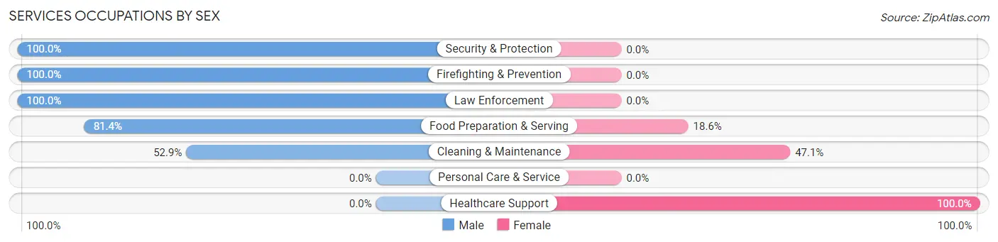 Services Occupations by Sex in Jamestown West