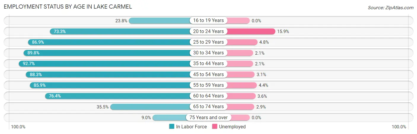 Employment Status by Age in Lake Carmel