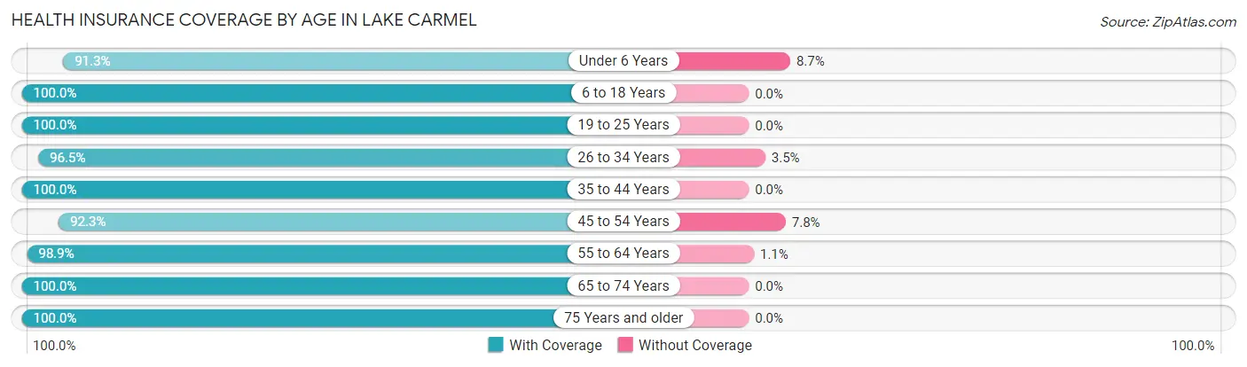 Health Insurance Coverage by Age in Lake Carmel