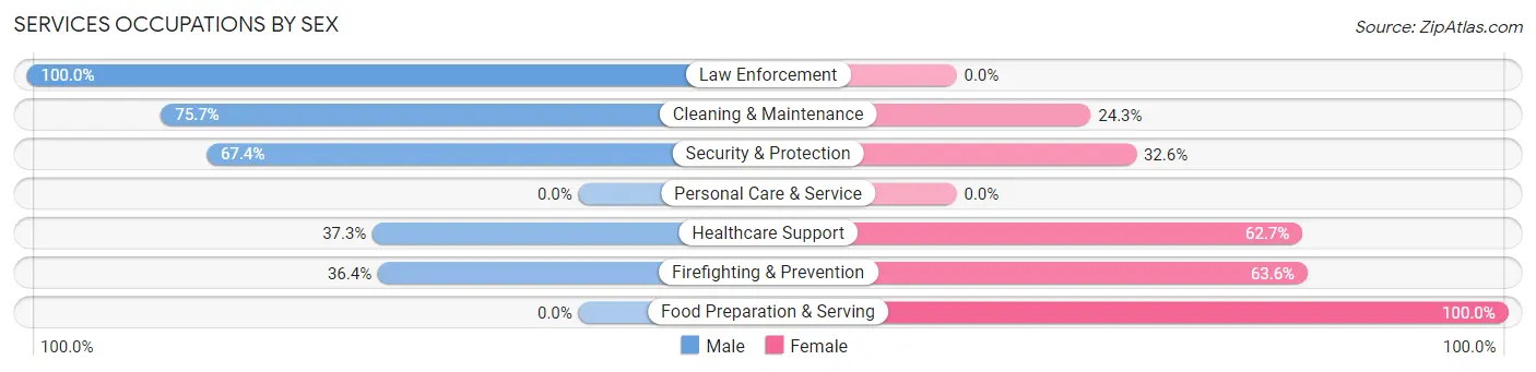 Services Occupations by Sex in Lake Erie Beach