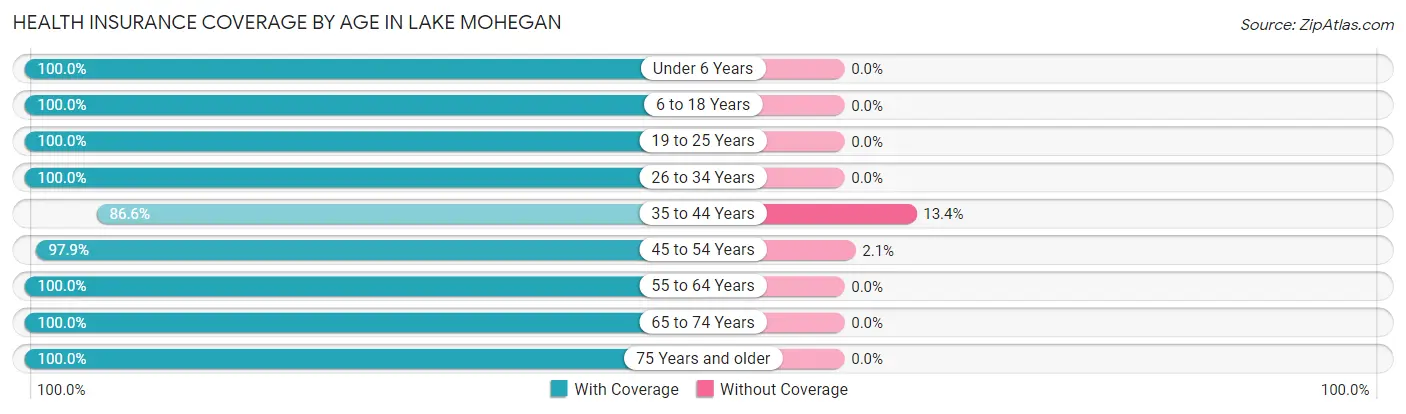 Health Insurance Coverage by Age in Lake Mohegan