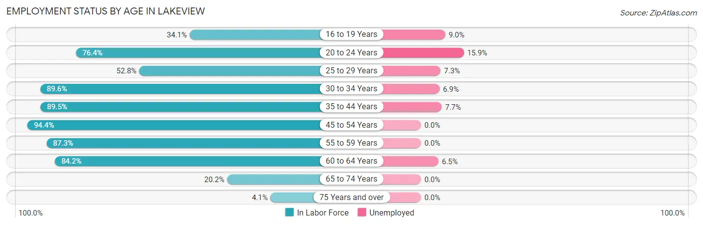 Employment Status by Age in Lakeview