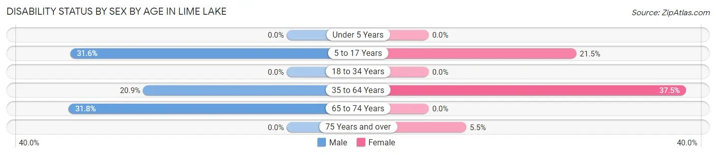 Disability Status by Sex by Age in Lime Lake