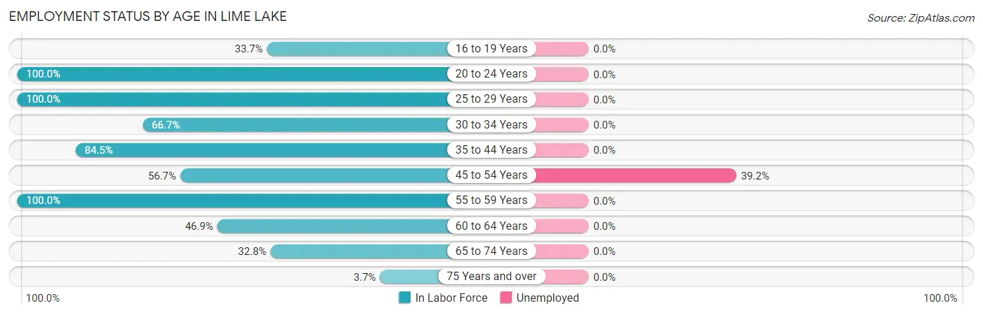 Employment Status by Age in Lime Lake