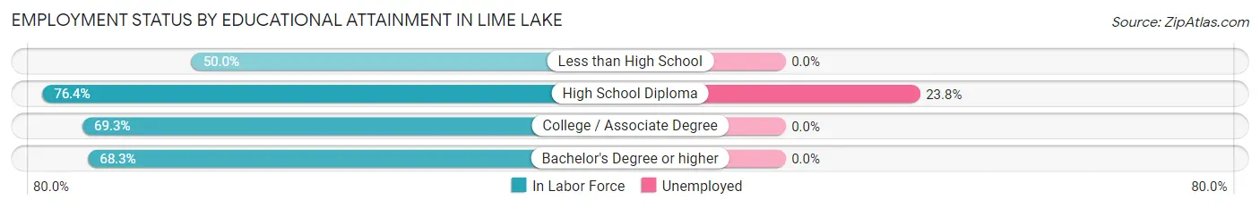 Employment Status by Educational Attainment in Lime Lake