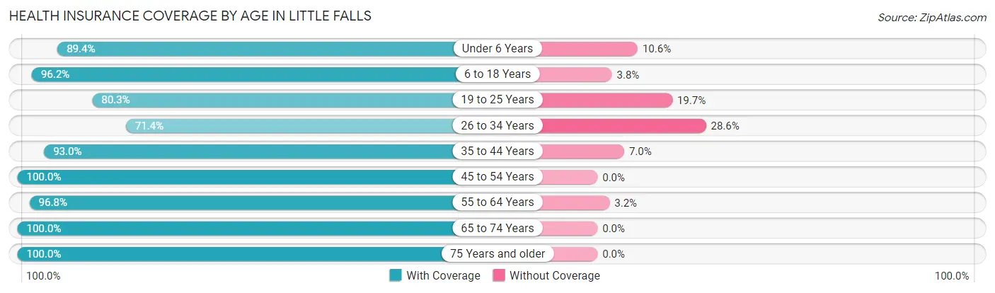 Health Insurance Coverage by Age in Little Falls