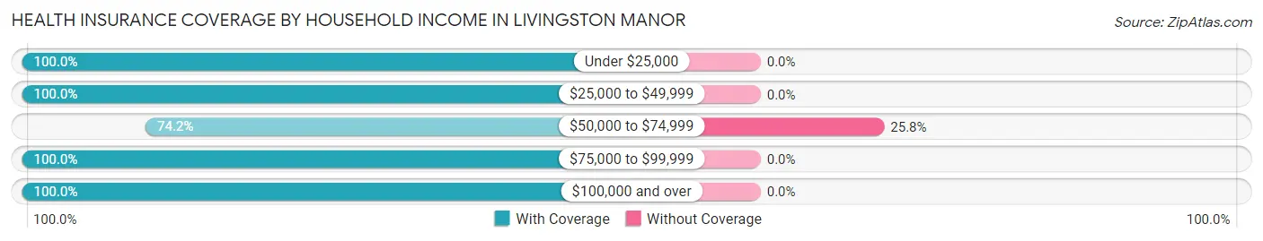 Health Insurance Coverage by Household Income in Livingston Manor