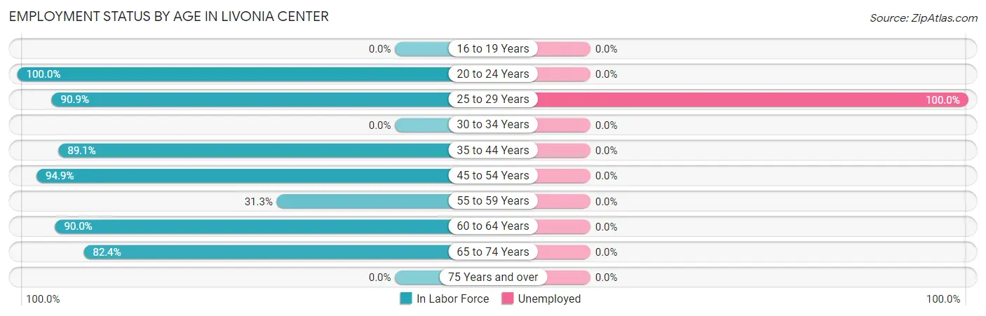 Employment Status by Age in Livonia Center