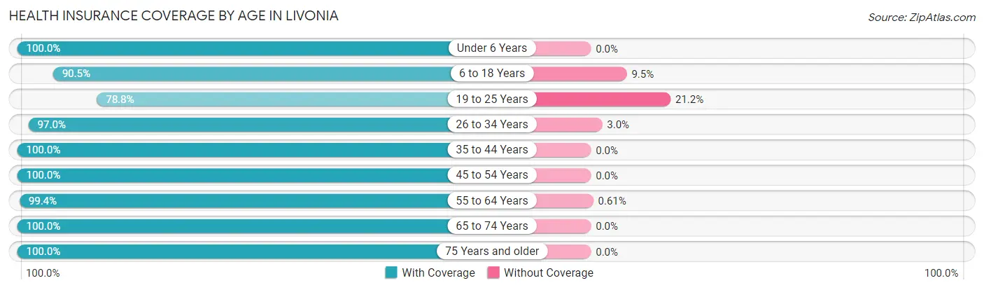 Health Insurance Coverage by Age in Livonia