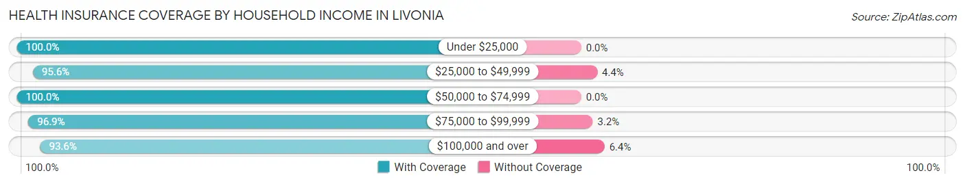 Health Insurance Coverage by Household Income in Livonia