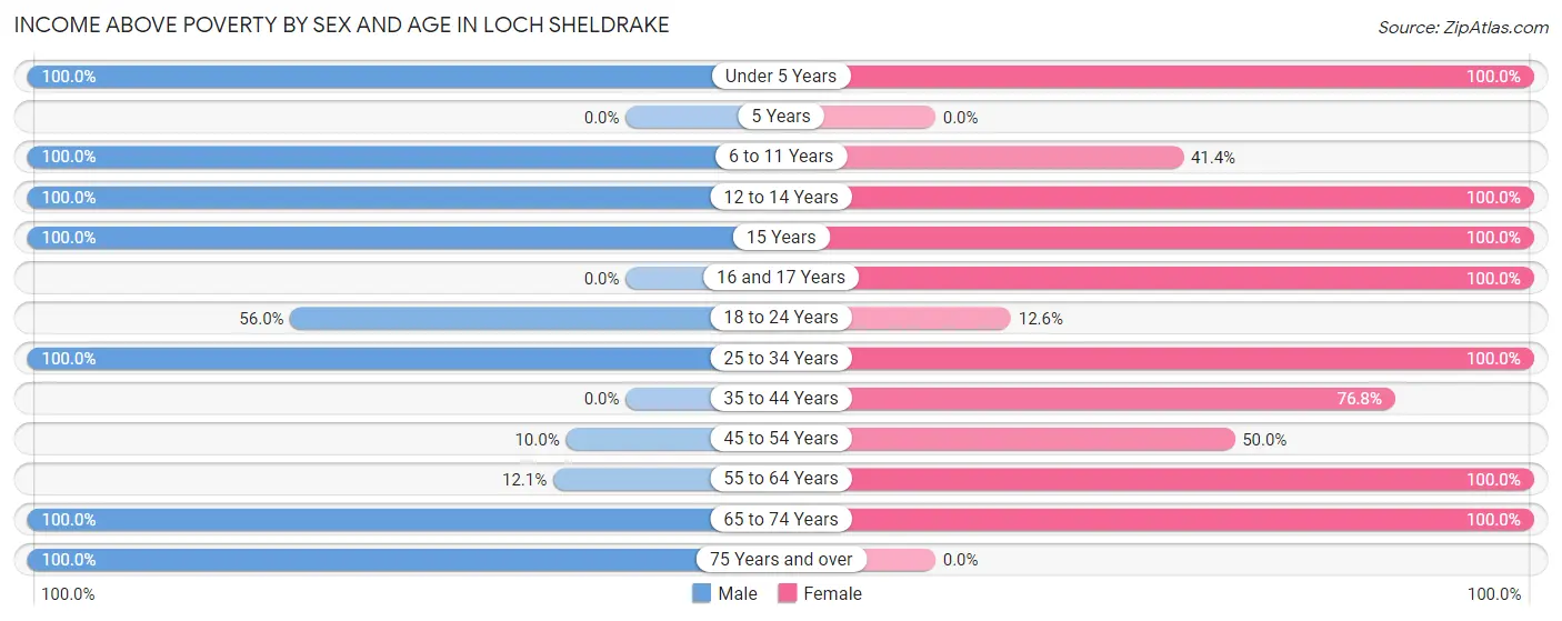 Income Above Poverty by Sex and Age in Loch Sheldrake