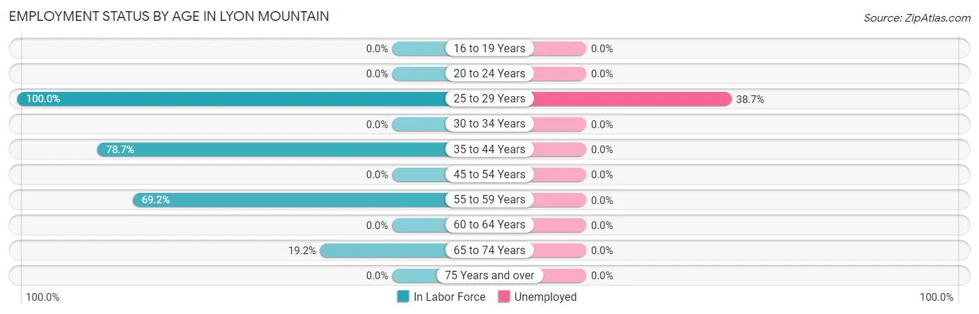 Employment Status by Age in Lyon Mountain