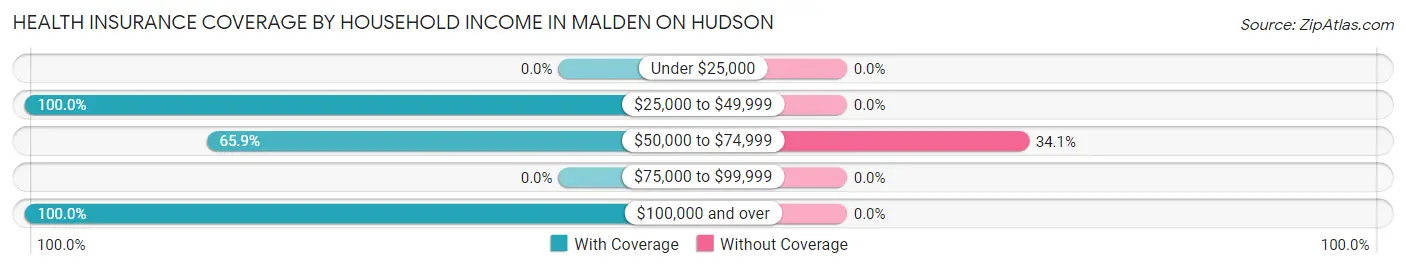 Health Insurance Coverage by Household Income in Malden On Hudson