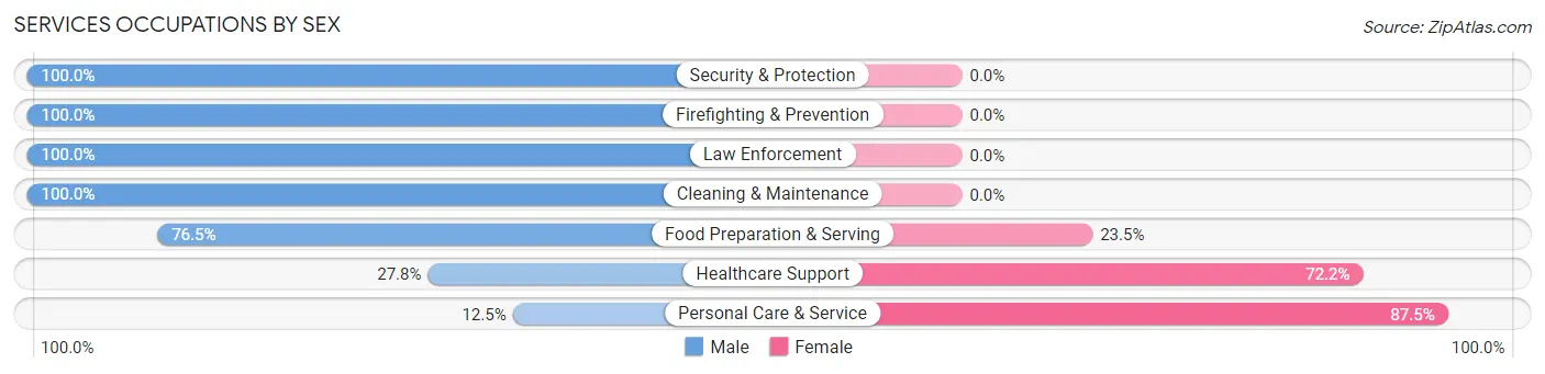 Services Occupations by Sex in Malone