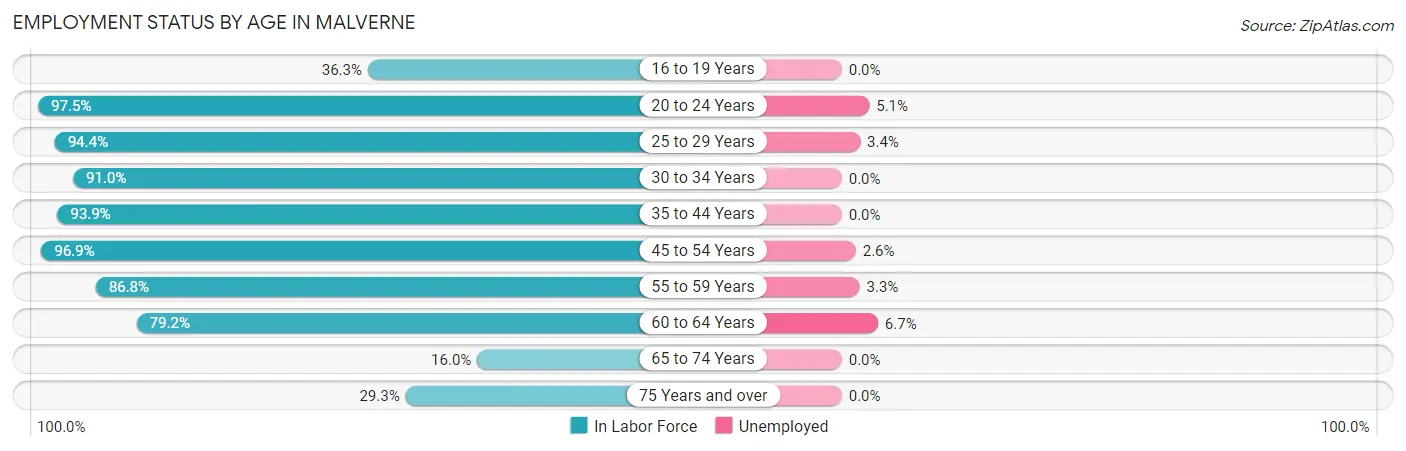 Employment Status by Age in Malverne